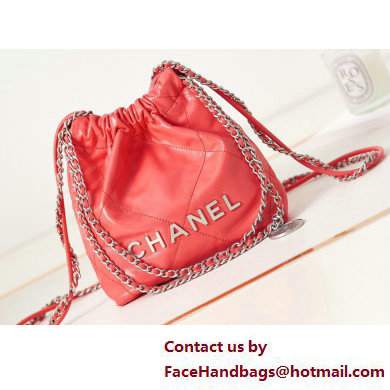 Chanel Shiny Calfskin & Silver-Tone Metal CHANEL 22 Mini Handbag AS3980 Dark Pink Chanel Shiny Calfskin & Silver-Tone Metal CHANEL 22 Mini Handbag AS3980 Dark Pink